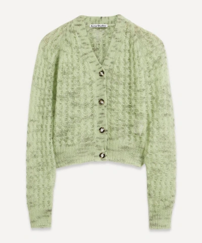 Shop Acne Studios Open-weave Mohair-blend Cardigan In Mint Green