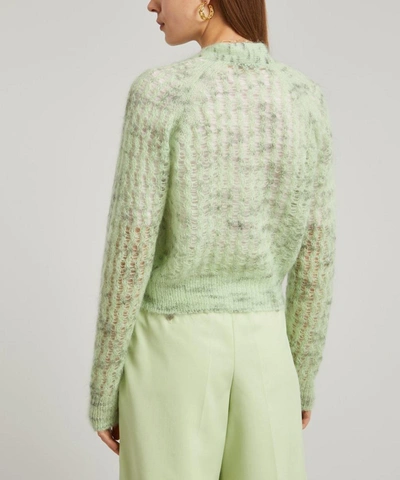 Shop Acne Studios Open-weave Mohair-blend Cardigan In Mint Green