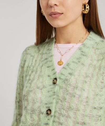 Shop Acne Studios Open-weave Mohair-blend Cardigan In Mint Green