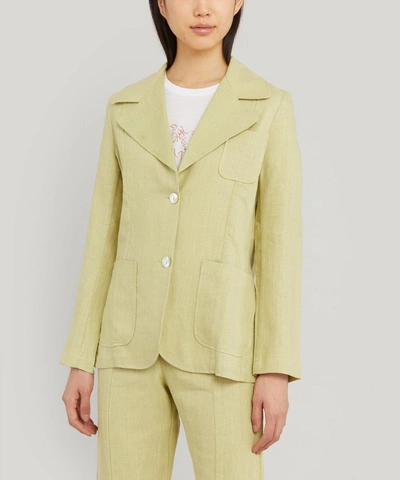 Shop Paloma Wool Dallas Linen Blazer In Green