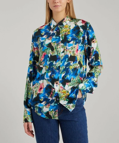 Shop Paul Smith Floral Print Shirt In Blue