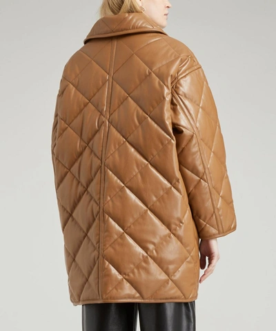 Shop Stand Studio Jacey Quilted Faux-leather Coat In Taupe