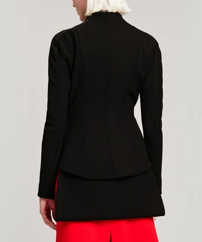 Shop A.w.a.k.e. Curved Hem Fitted Jacket In Black