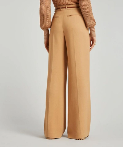 Shop Chloé Double-face Crepe Wide-leg Trousers - Size 10 In Pearl Beige