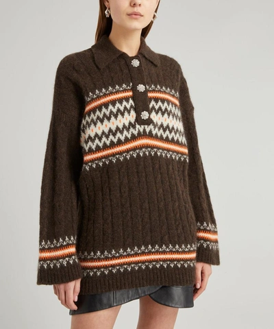 Shop Ganni Retro Alpaca-blend Oversized Jumper In Mole