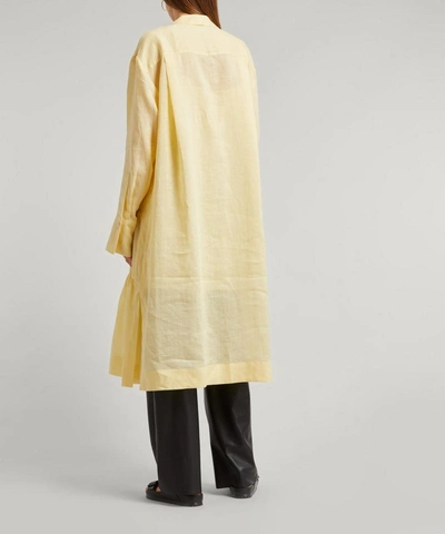 Shop Joseph Dan Tiered Ramie-voile Dress In Custard Yellow