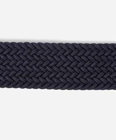 Shop Anderson's Mens Leather Trimmed Elasticated Woven Belt In Navy