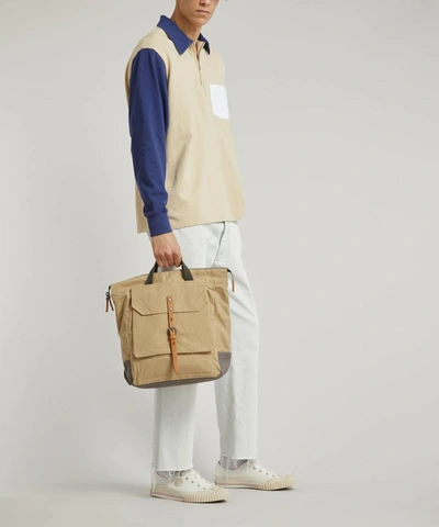 Shop Ally Capellino Fin Waxed Cotton Backpack In Putty