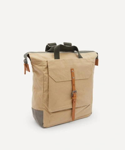 Shop Ally Capellino Fin Waxed Cotton Backpack In Putty