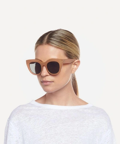 Shop Le Specs Air Heart Oversized Sunglasses In Caramel