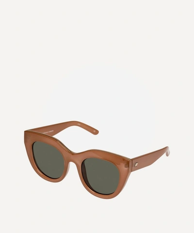 Shop Le Specs Air Heart Oversized Sunglasses In Caramel