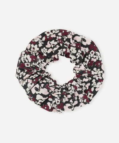 Shop Ganni Printed Crepe Scrunchie In Mole