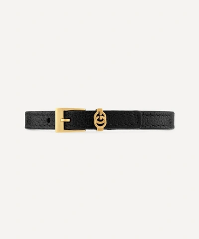 Shop Gucci Double G Buckle Leather Bracelet In Yellow & Black