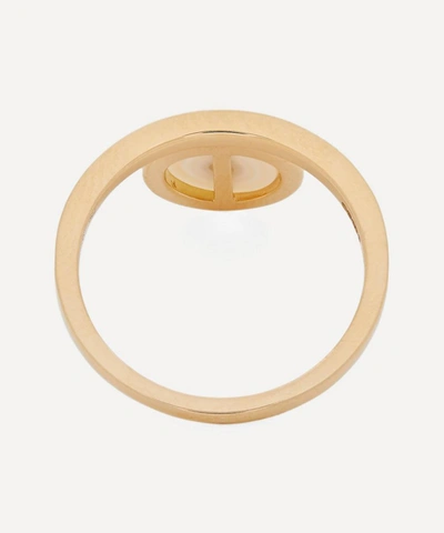 Shop Anissa Kermiche Gold Solitaire Pearl And Diamond Ring