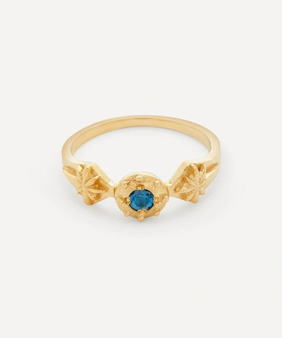 Shop Alex Monroe Gold-plated Guiding Star London Blue Topaz Ring