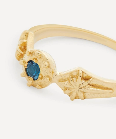 Shop Alex Monroe Gold-plated Guiding Star London Blue Topaz Ring