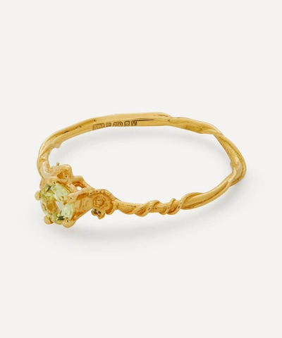Shop Alex Monroe Gold Rosa Alba Green Sapphire Ring