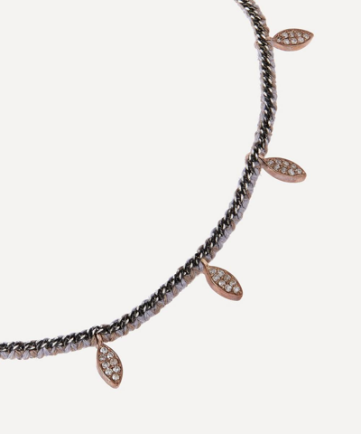 Shop Brooke Gregson Rose Gold Marquise Pendant Diamond Silk Bracelet In Pink