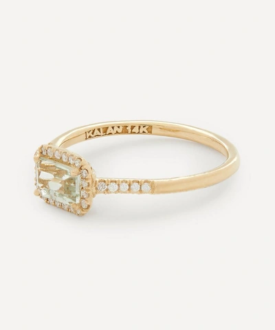 Shop Suzanne Kalan 14ct Gold Emerald Cut Green Amethyst And Pave Diamond Ring