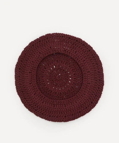 Shop Ganni Cotton Knit Beret In Port Royale