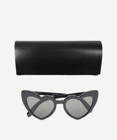 Shop Saint Laurent Lou Lou Heart Cat-eye Sunglasses In Black