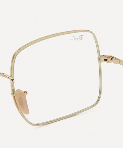 Shop Ray Ban Square Clear Evolve Metal Everglasses In Gold