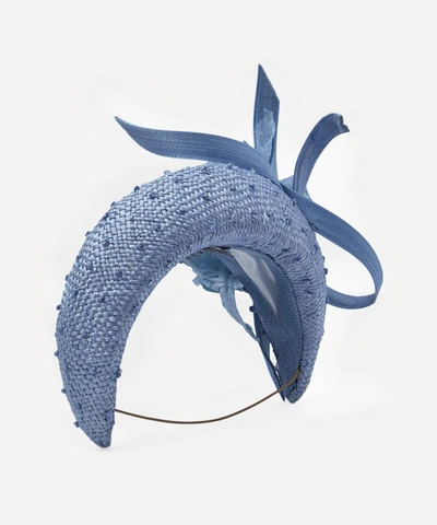 Shop Jane Taylor Medium Knotted Straw Moon Headpiece In Baby Blue