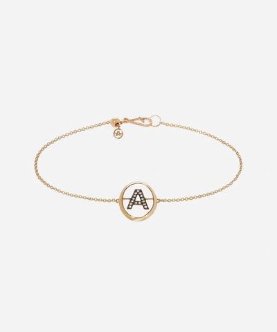 Annoushka 18kt Yellow Gold Diamond Initial K Bracelet - 18ct Yellow Gold