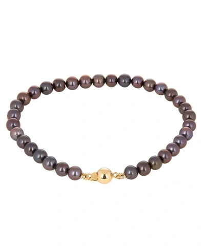 Shop Kojis Black Freshwater Pearl Bracelet In Gold