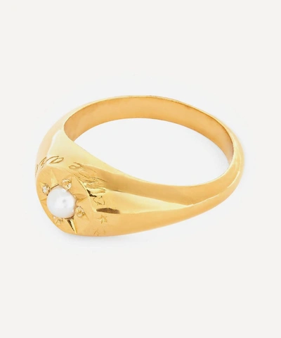 Shop Alex Monroe Gold-plated Pearl Birthstone Ring