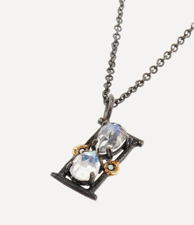 Shop Acanthus Oxidised Silver Sands Of Time Black Diamond And Moonstone Pendant Necklace