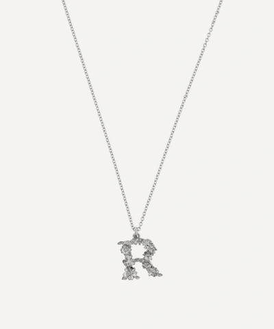 Shop Alex Monroe Silver Floral Letter R Alphabet Necklace