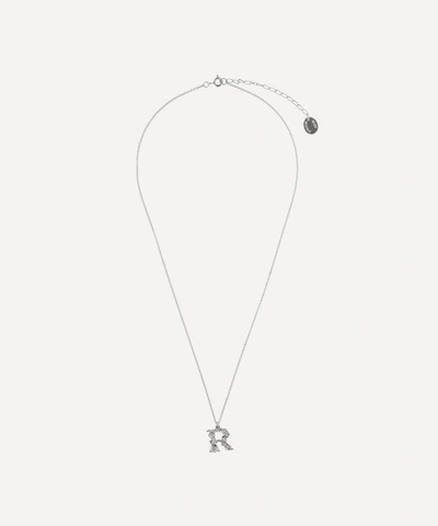 Shop Alex Monroe Silver Floral Letter R Alphabet Necklace