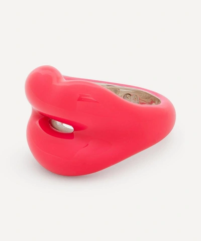 Shop Solange Azagury-partridge Neon Pink Hotlips Ring