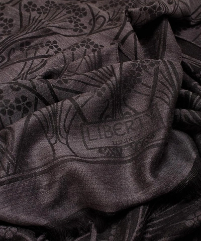 Shop Liberty London Ianthe 70 X 200 Jacquard Wool Blend Scarf In Grey