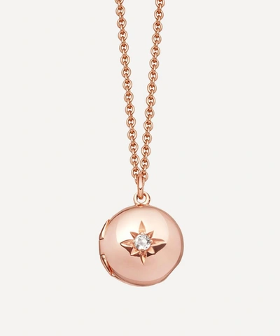 Shop Astley Clarke Mini Biography Locket Necklace In Rose Gold