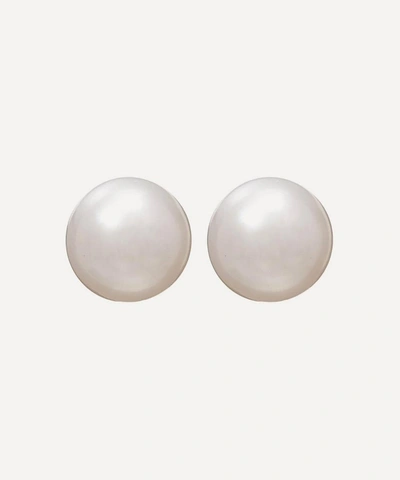 Shop Kojis White Gold Pearl Stud Earrings
