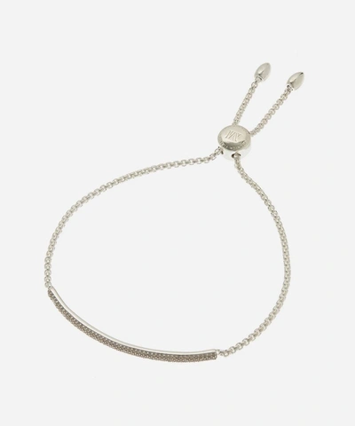 Monica Vinader Silver Fiji Mini Diamond Bar Bracelet In Silver