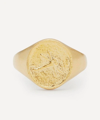 Shop Alex Monroe Gold-plated Dragonfly Fossil Signet Ring