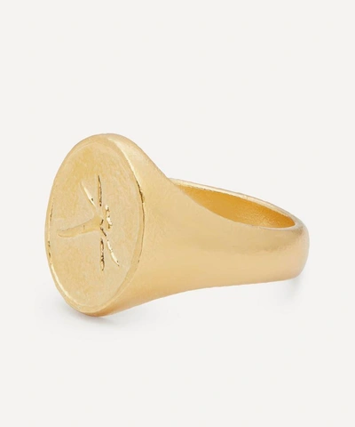 Shop Alex Monroe Gold-plated Dragonfly Fossil Signet Ring