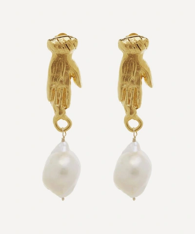 Shop Alighieri Gold-plated The Curator Of The Moon Pearl Drop Earrings