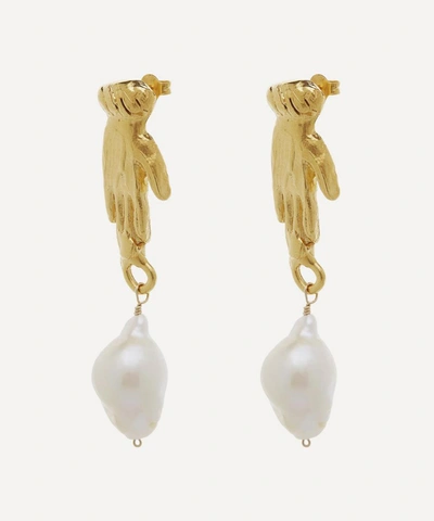 Shop Alighieri Gold-plated The Curator Of The Moon Pearl Drop Earrings