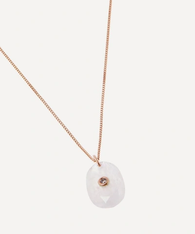 Shop Pascale Monvoisin 14ct Rose Gold Orso N 1 Moonstone And Diamond Pendant Necklace