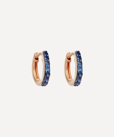 Shop Astley Clarke Rose Gold Blue Sapphire Mini Halo Hoop Earrings