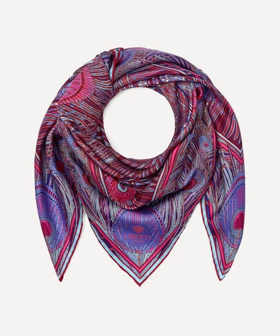 Shop Liberty London Hera 90 X 90 Silk Twill Scarf In Burgundy