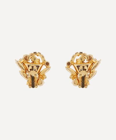 Shop Designer Vintage 1980s Gilt Faux Gemstone Clip-on Earrings In Gold