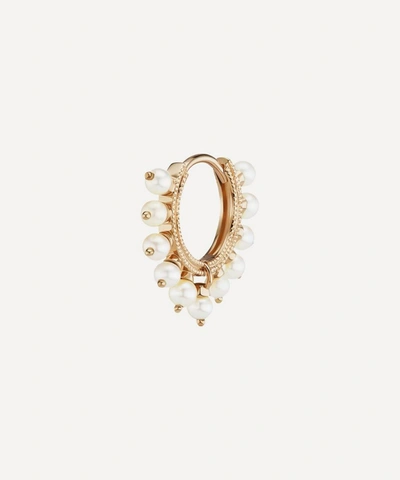 Shop Maria Tash 14ct 8mm Pearl Coronet Hoop Earring In Gold