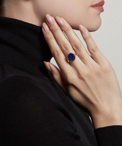 Shop Astley Clarke Gold Plated Vermeil Silver Large Floris Lapis Lazuli Ring