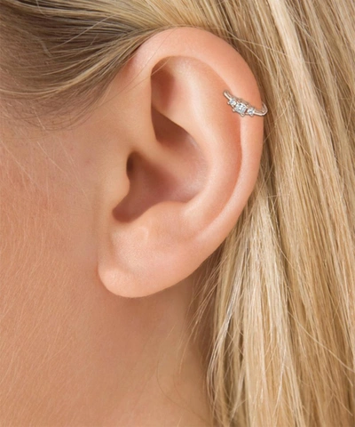 Shop Maria Tash 18ct 8mm Diamond Princess Single Hoop Earring In Rose