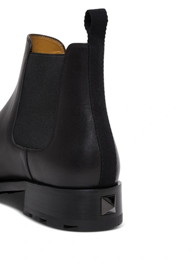 Shop Valentino Roman Stud Ankle Boots In Black Leather